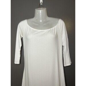 Highline Collective T Shirt Dress Womens Medium White 3/4 Sleeve Scoop Neck